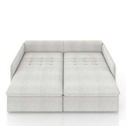 Imagem de Sofá Reclinável e Retrátil Gandalf Bipartido 174cm Caixa Zero com Almofadas Bouclê Cinza G33 - Gran Belo