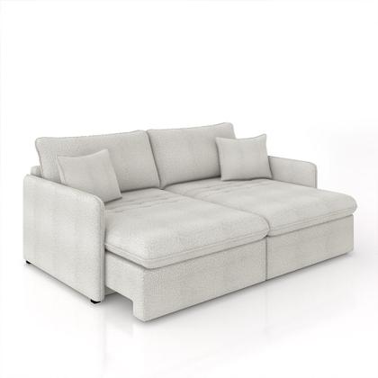 Imagem de Sofá Reclinável e Retrátil Gandalf Bipartido 174cm Caixa Zero com Almofadas Bouclê Cinza G33 - Gran Belo