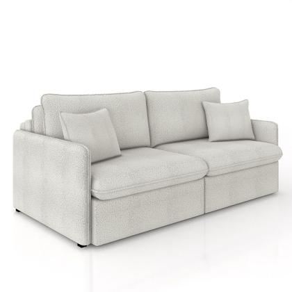 Imagem de Sofá Reclinável e Retrátil Gandalf Bipartido 174cm Caixa Zero com Almofadas Bouclê Cinza G33 - Gran Belo