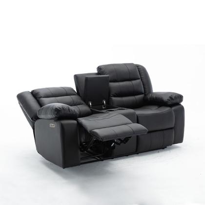 Imagem de Sofá Reclinável Elétrica Sala de Cinema Hollywood 2 Lugares com Massagem Aquecimento Baú Entrada USB/USB-C PU Preto G94 - Gran Belo