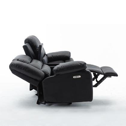 Imagem de Sofá Reclinável Elétrica Sala de Cinema Hollywood 2 Lugares com Massagem Aquecimento Baú Entrada USB/USB-C PU Preto G94 - Gran Belo