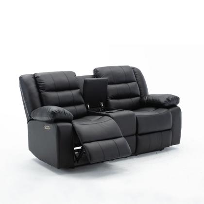 Imagem de Sofá Reclinável Elétrica Sala de Cinema Hollywood 2 Lugares com Massagem Aquecimento Baú Entrada USB/USB-C PU Preto G94 - Gran Belo