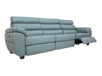 Imagem de Sofá Reclinável Elétrico de Couro Liverpool Light Blue - Mempra