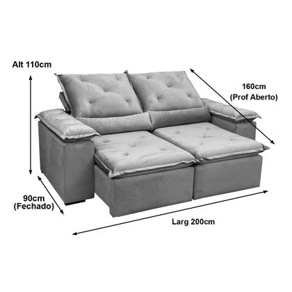 Imagem de Sofá Reclinável Retrátil Confortavel Macio Athenas Premium 2,00m