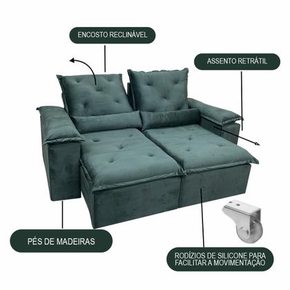 Imagem de Sofá Reclinável Retrátil Confortavel Macio Athenas Premium 2,00m