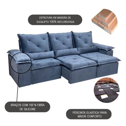 Sofá Reclinável Retrátil Elegante P/ Sala Confortavel 2,70m - Alpoim Imagem de Sofá Reclinável Retrátil Elegante P/ Sala Confortavel 2,70m