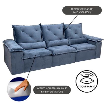 Sofá Reclinável Retrátil Elegante P/ Sala Confortavel 2,70m - Alpoim Imagem de Sofá Reclinável Retrátil Elegante P/ Sala Confortavel 2,70m