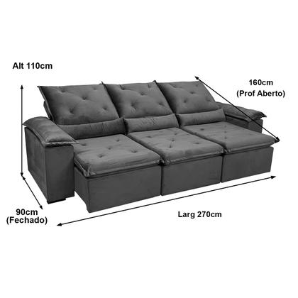 Sofá Reclinável Retrátil Elegante P/ Sala Confortavel 2,70m - Alpoim Imagem de Sofá Reclinável Retrátil Elegante P/ Sala Confortavel 2,70m