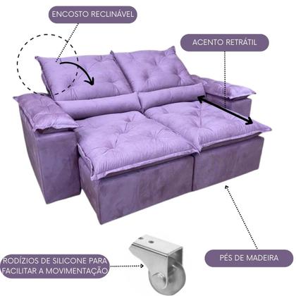 Imagem de Sofa Reclinavel Retratil Fofinho P/ Assistir Series 2,30m