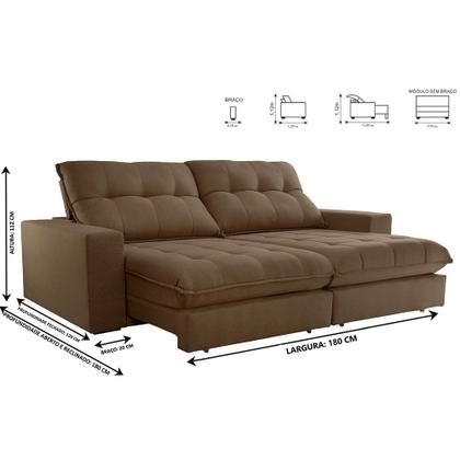 Imagem de Sofa Ret. Dublin 1,80m Mola Ensacada 02 Lugares Mola Ensacada Txr