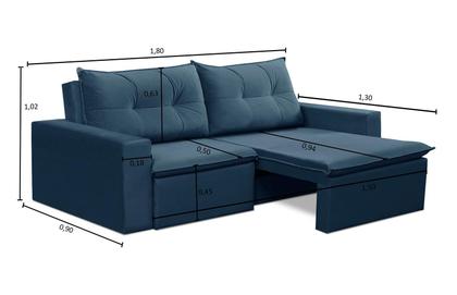 Sofá Retrátil 2 Lugares 1,80m Luna Suede Azul Adonai Estofados Imagem de Sofá Retrátil 2 Lugares 1,80m Luna Suede Azul Adonai Estofados