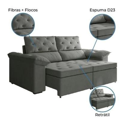 Imagem de Sofá Retrátil 2 Lugares Inglaterra Suede Cinza