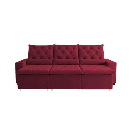 Imagem de Sofá Retrátil 230m 3 Lugares em Suede com Estrutura Reclinável de Alto Padrão Milão Vermelho