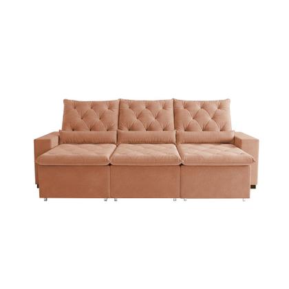 Imagem de Sofá Retrátil 230m Confort Plus Sofá 3 Lugares em Suede Reclinável Milão Laranja