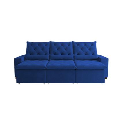 Imagem de Sofá Retrátil 230m Suede Macio Reclinável e Estilo Contemporâneo Milão Azul