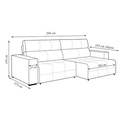 Imagem de Sofá Retrátil 3 Lugares 204cm 2 Módulos Nero com USB Couro Preto G52 - Gran Belo