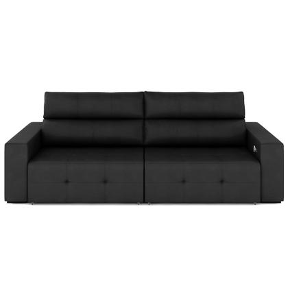 Imagem de Sofá Retrátil 3 Lugares 204cm 2 Módulos Nero com USB Couro Preto G52 - Gran Belo