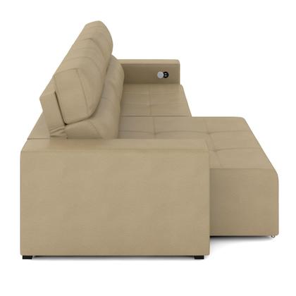 Imagem de Sofá Retrátil 3 Lugares 224cm 2 Módulos Nero com USB Couro Bege G52 - Gran Belo