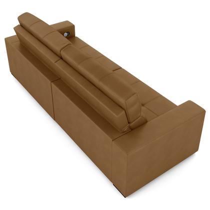 Imagem de Sofá Retrátil 3 Lugares 224cm 2 Módulos Nero com USB Couro Caramelo G52 - Gran Belo