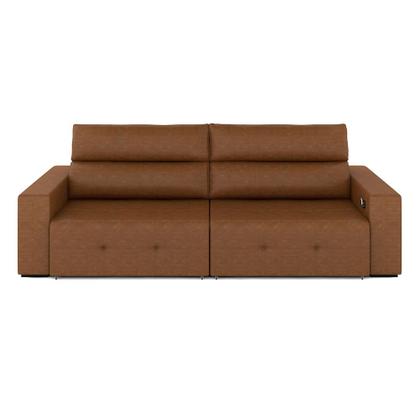 Imagem de Sofá Retrátil 3 Lugares 224cm 2 Módulos Nero com USB Couro Caramelo Manchado G52 - Gran Belo