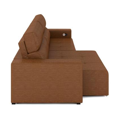 Imagem de Sofá Retrátil 3 Lugares 244cm 2 Módulos Nero com USB Couro Caramelo Manchado G52 - Gran Belo