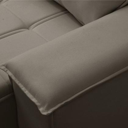 Imagem de Sofá Retrátil 3 Lugares com Porta Copo 210cm Malta F05 Veludo Marrom - Mpozenato