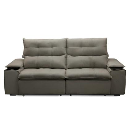 Imagem de Sofá Retrátil 3 Lugares com Porta Copo 210cm Malta F05 Veludo Marrom - Mpozenato