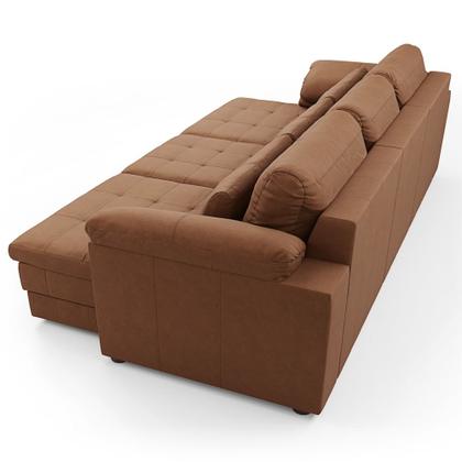 Imagem de Sofá Retrátil 3 Lugares Para Sala 257cm Dijon Couro Mel S07 - Mpozenato