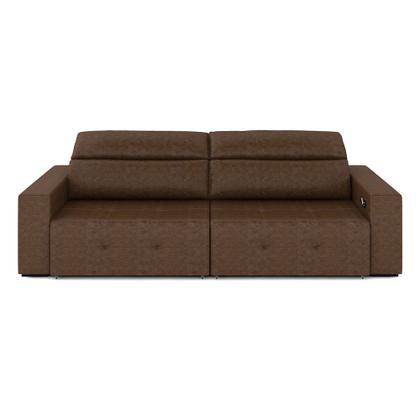 Imagem de Sofá Retrátil 4 Lugares 284cm 2 Módulos Nero com USB Couro Manchado G52 - Gran Belo