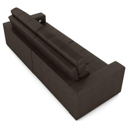 Imagem de Sofá Retrátil 4 Lugares 284cm 2 Módulos Nero com USB Couro Marrom G52 - Gran Belo