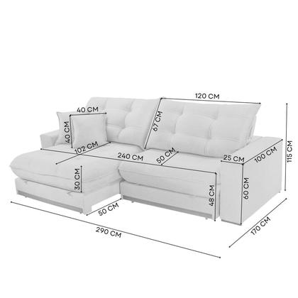 Imagem de Sofá Retrátil 4 Lugares 290cm Veludo Belize