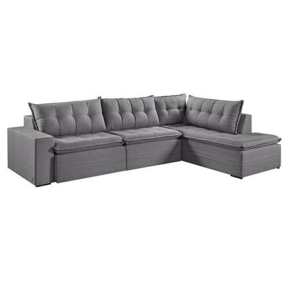 Imagem de Sofá Retrátil 7 Lugares 356cm com Chaise a Direita de 91cm Presidente Cinza