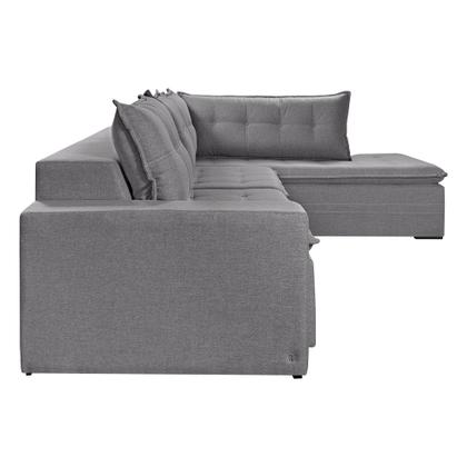 Imagem de Sofá Retratil Com Chaise Direita Titan 4 Lugares 2,56M Tecido Linho