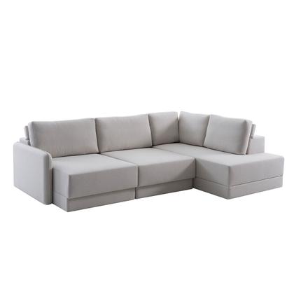 Imagem de Sofá Retrátil com Chaise Direito 7 Lugares 310x205cm Madrid Linho Off White NS Cor:Off White