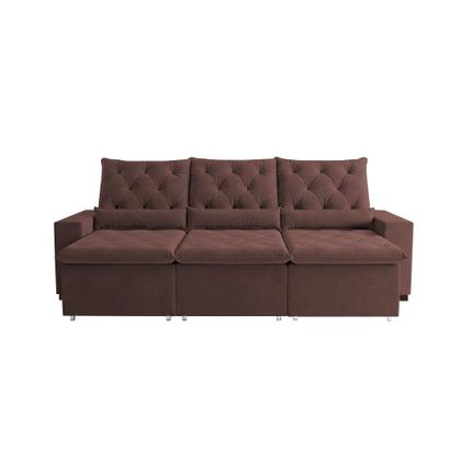 Imagem de Sofá Retrátil Deluxe 230m 3 Lugares em Suede com Máximo Conforto Milão Marrom