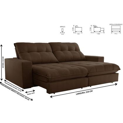 Imagem de Sofa Retrátil Dublin 2,10m Mola Ensacada 03 Lugares Txr