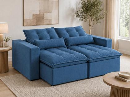 Imagem de Sofá Retrátil e Reclinavel 1,5m Suede Azul