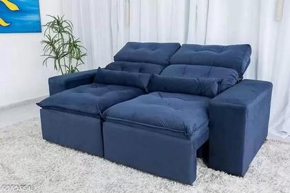 Imagem de Sofá Retrátil e Reclinavel 1,5m Suede Azul