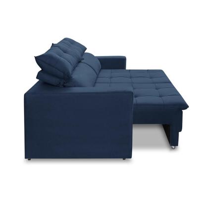 Sofá Retrátil e Reclinável 2 lugares 1,50m com Molas Emily Suede Azul Adonai Estofados Imagem de Sofá Retrátil e Reclinável 2 lugares 1,50m com Molas Emily Suede Azul Adonai Estofados