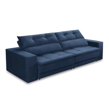 Sofá Retrátil e Reclinável 2 lugares 1,50m com Molas Emily Suede Azul Adonai Estofados Imagem de Sofá Retrátil e Reclinável 2 lugares 1,50m com Molas Emily Suede Azul Adonai Estofados