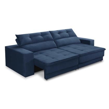 Sofá Retrátil e Reclinável 2 lugares 1,50m com Molas Emily Suede Azul Adonai Estofados Imagem de Sofá Retrátil e Reclinável 2 lugares 1,50m com Molas Emily Suede Azul Adonai Estofados
