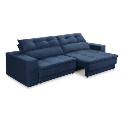 Sofá Retrátil e Reclinável 2 lugares 1,50m com Molas Emily Suede Azul Adonai Estofados Imagem de Sofá Retrátil e Reclinável 2 lugares 1,50m com Molas Emily Suede Azul Adonai Estofados