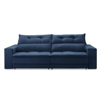 Sofá Retrátil e Reclinável 2 lugares 1,50m com Molas Emily Suede Azul Adonai Estofados Imagem de Sofá Retrátil e Reclinável 2 lugares 1,50m com Molas Emily Suede Azul Adonai Estofados