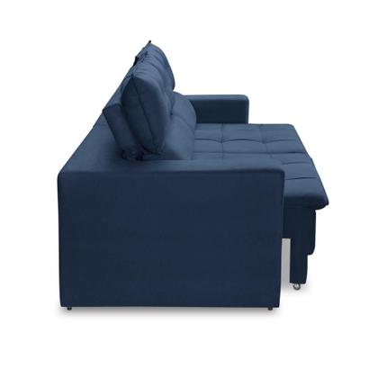 Sofá Retrátil e Reclinável 2 lugares 1,50m com Molas Emily Suede Azul Adonai Estofados Imagem de Sofá Retrátil e Reclinável 2 lugares 1,50m com Molas Emily Suede Azul Adonai Estofados