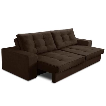 Imagem de Sofá Retrátil e Reclinável 2 lugares 1,50m com Molas Giovana Suede Marrom Madelina Decor