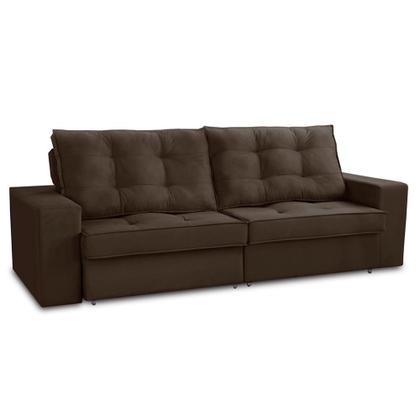 Imagem de Sofá Retrátil e Reclinável 2 lugares 1,50m com Molas Giovana Suede Marrom Madelina Decor