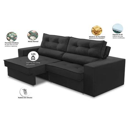 Imagem de Sofá Retrátil e Reclinável 2 lugares 1,50m com Molas Milão Suede Mirra Decor