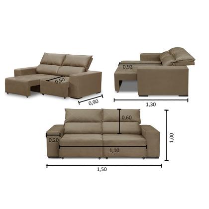 Imagem de Sofá Retrátil e Reclinável 2 lugares 1,50m Virginia Suede Capuccino Arapongas Decor