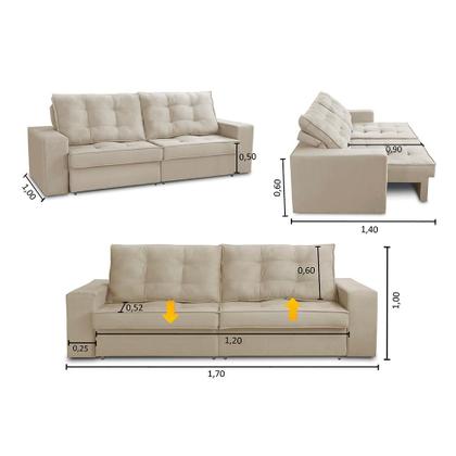 Sofá Retrátil e Reclinável 2 lugares 1,70m com Molas Giovana Suede Bege Madelina Decor Imagem de Sofá Retrátil e Reclinável 2 lugares 1,70m com Molas Giovana Suede Bege Madelina Decor