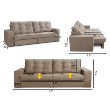 Imagem de Sofá Retrátil e Reclinável 2 lugares 1,70m com Molas Giovana Suede Capuccino Madelina Decor